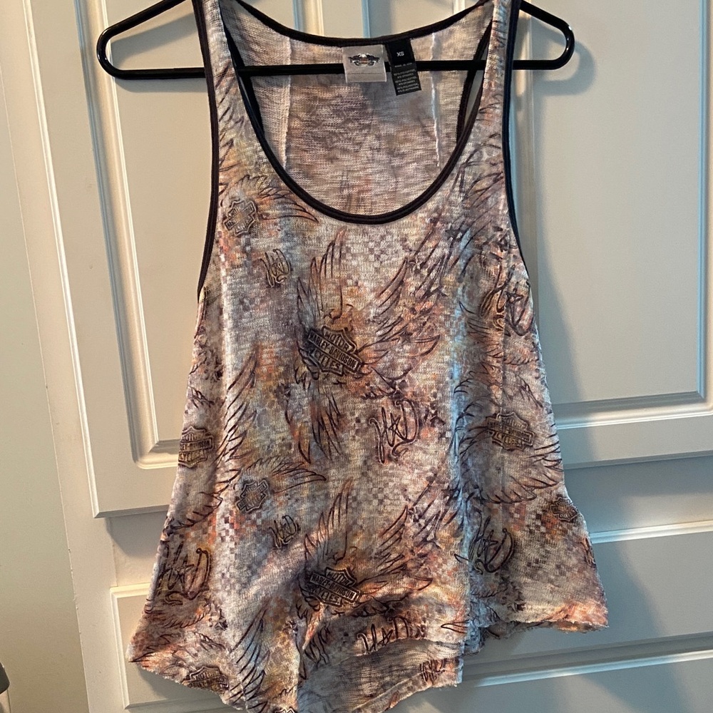 Womens Sleeveless Graphic Tank Top in Multicolor Harley Davidson
